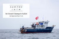 Santos Swim Blog Post: An Ocean Cleanup in Action with Healthy Seas, Ghost Diving USA featured on Fox11 LA News. Dive boat with team members pulling up ghost fishing nets from the ocean.