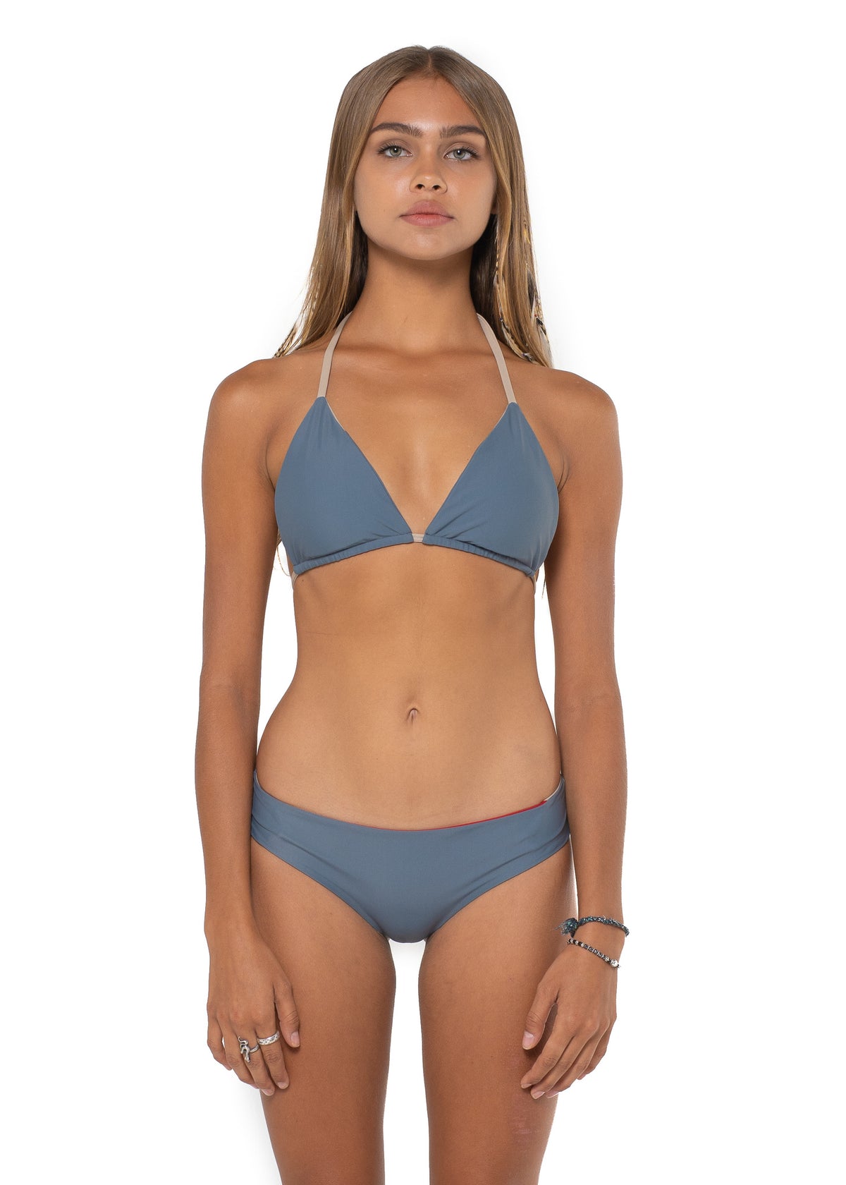 Canggu Reversible Triangle Top Grey Solid Front